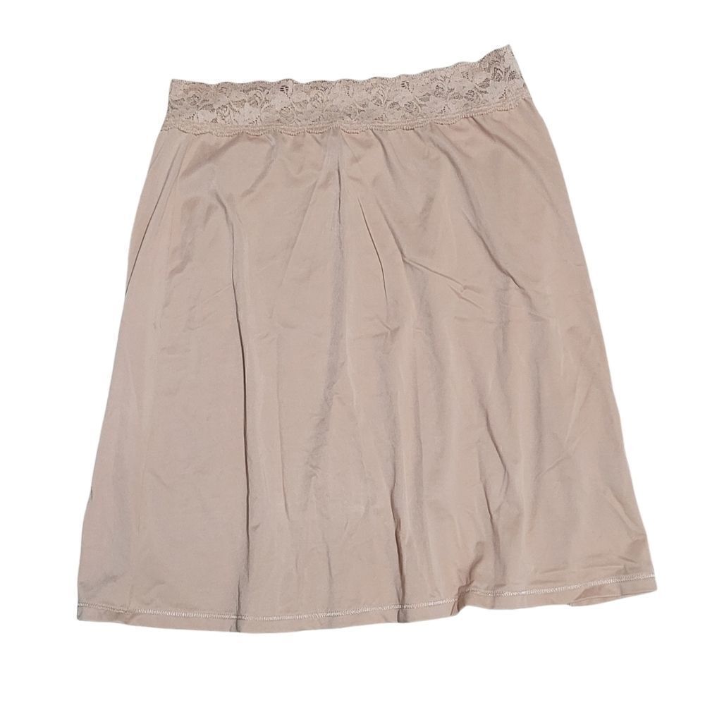 Womens tan slip with lace waistline